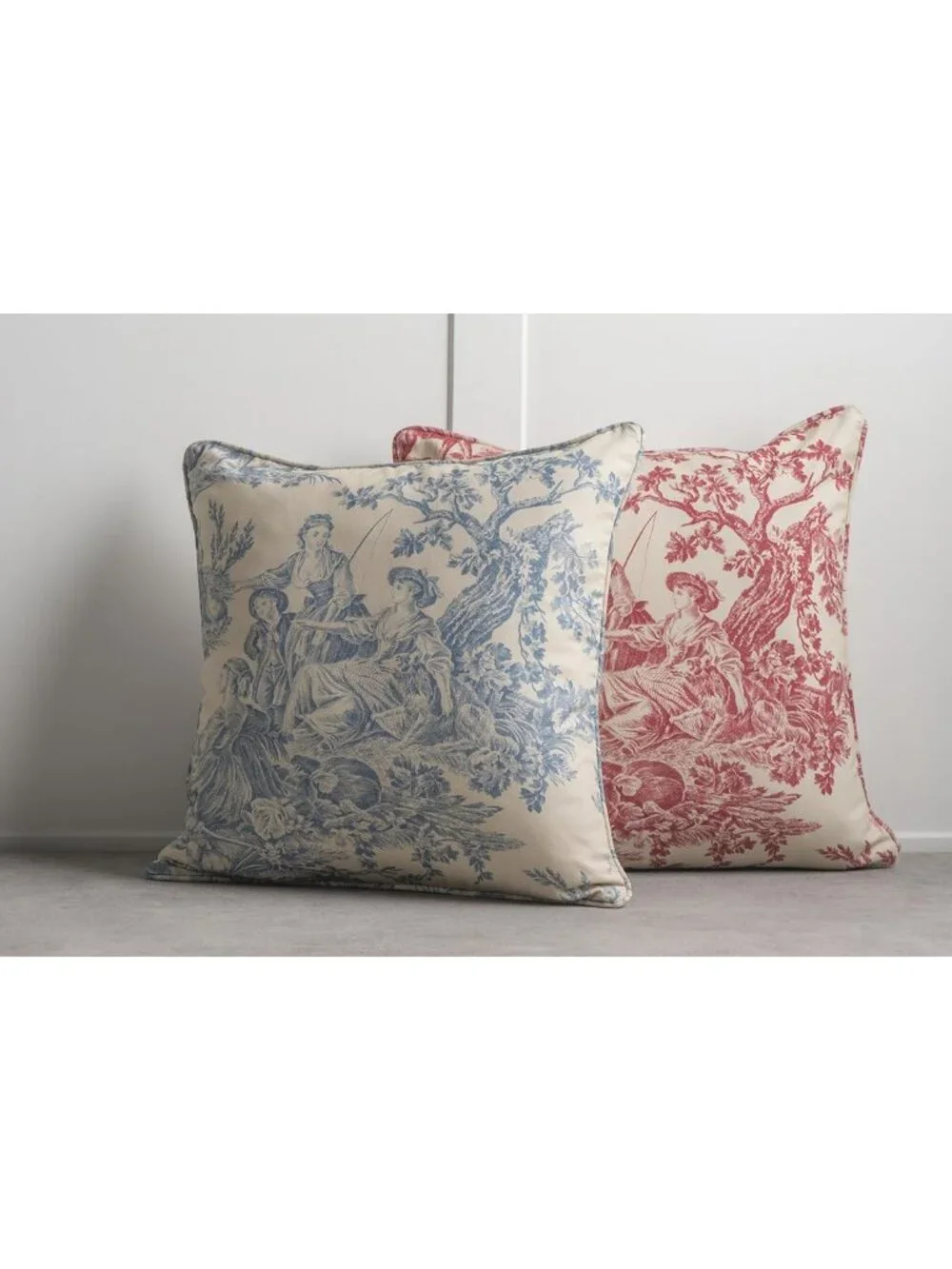 Decorative 18x18 Cotton Pillow Covers - Toile Throw Pillows for Couch & Chair
